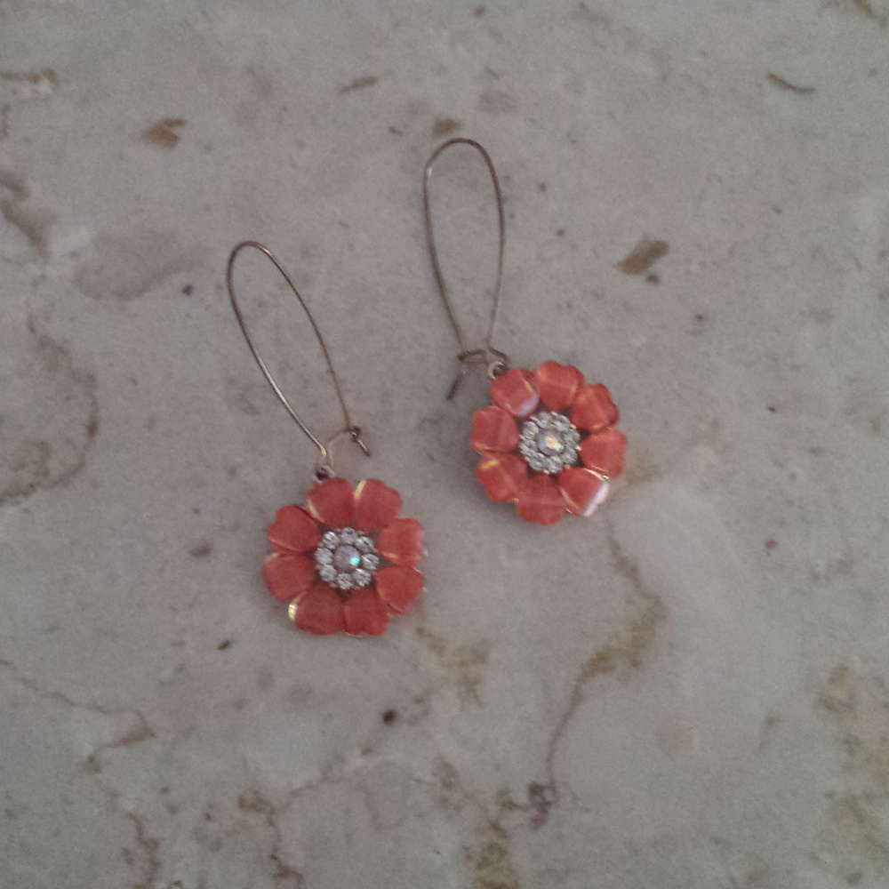 Pink Flower Earrings